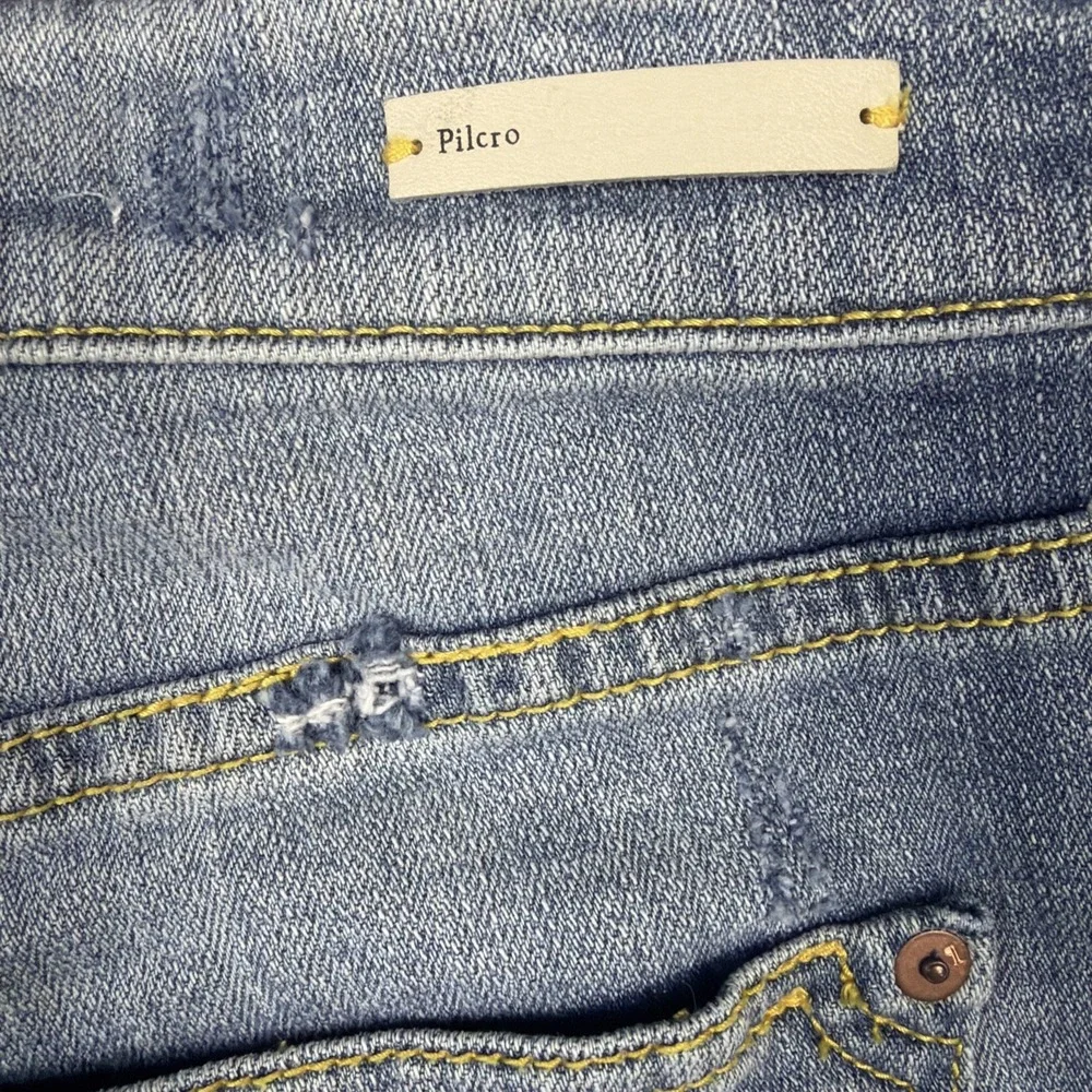 Anthropologie Pilcro Embroidered Stripe Denim Shorts Slim Boyfriend Size 29 - Picture 8 of 8